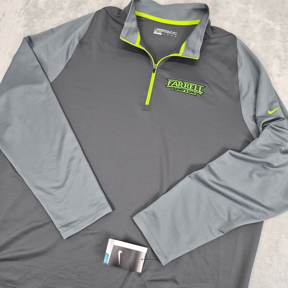 NWT Nike Golf Mens XXL Dri-FIT 1/4 Zip Pullover Gray Lime Green Farrell 779795